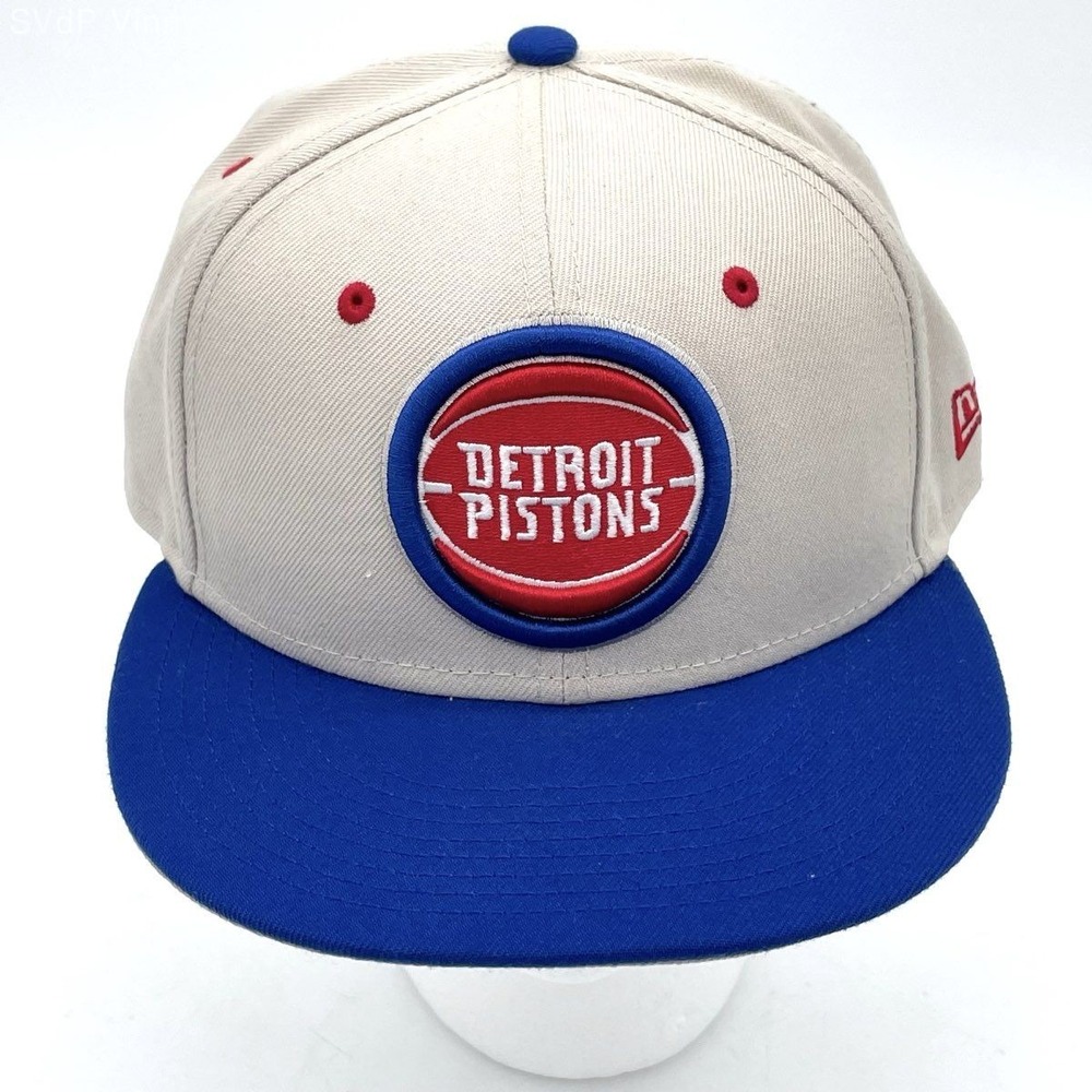 New‎ Era 59FIFTY Detroit Pistons Fitted Hat Gray Blue NBA Cap Size 7 1/4